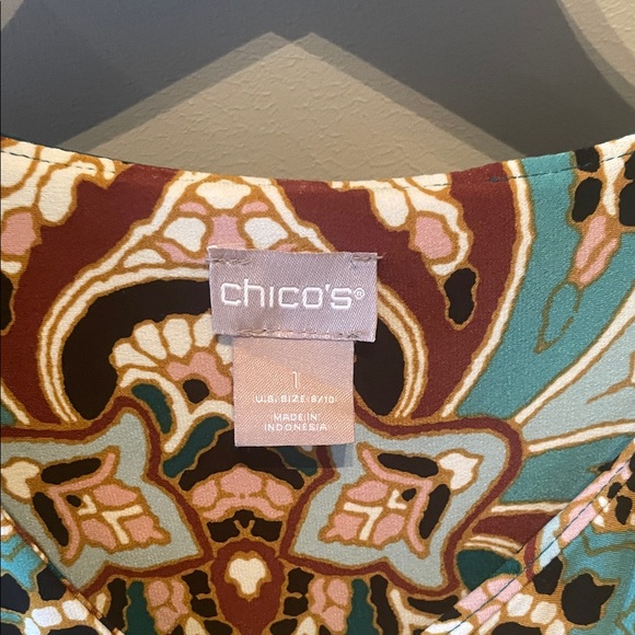 Chico's Fleurprint Teal dress Size Medium (8/10) - Picture 2 of 6